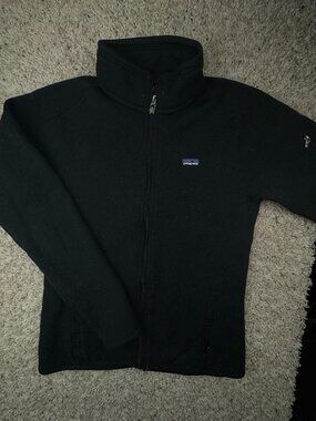 Patagonia Women’s Black Fleece Medium Jacket Sleeve Pocket Full Zip Fall Winter